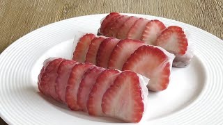 Rice Paper Dessert with Strawberry and Red Bean Paste