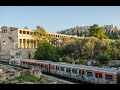Athens Metro Passes Under Acropolis Near Thissio Station in Athens, Greece