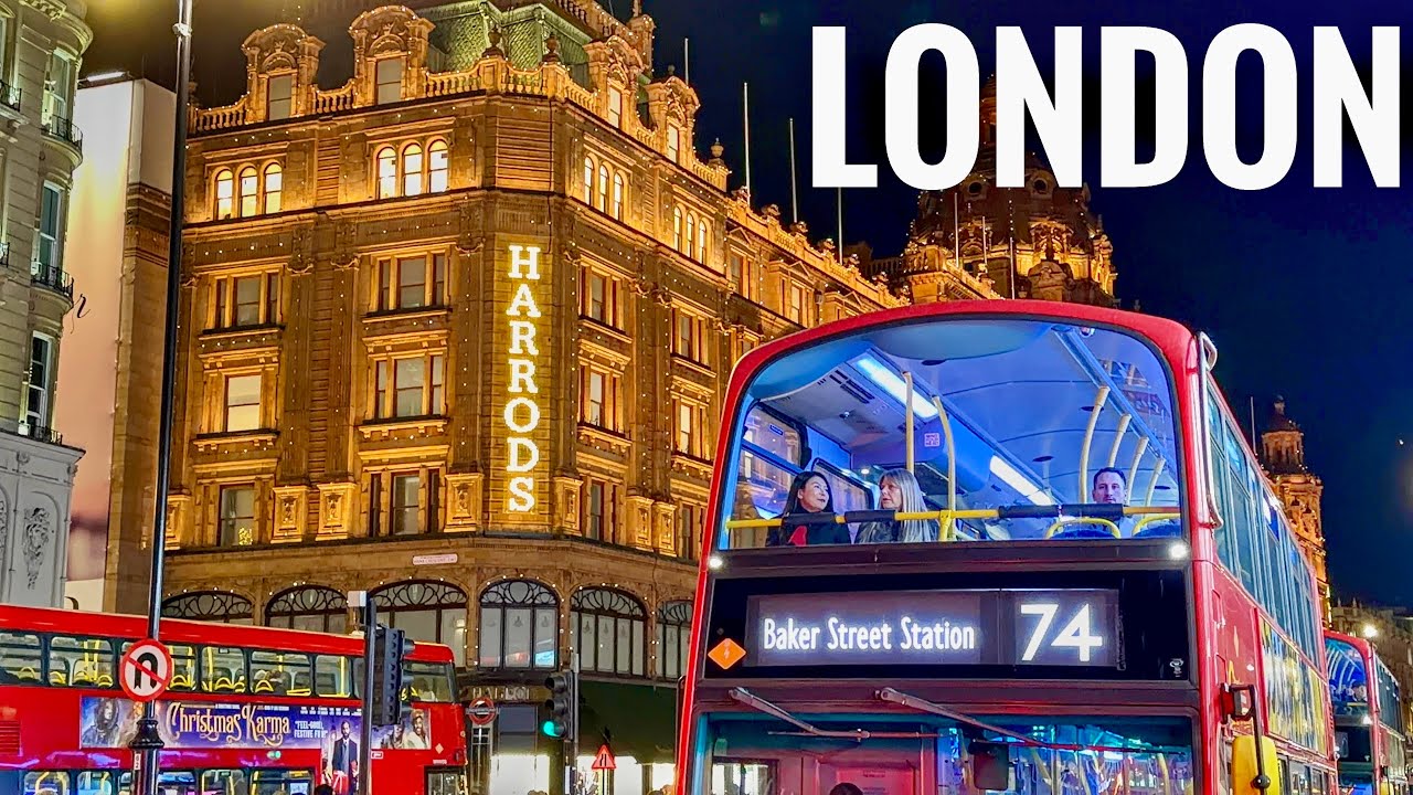 London Christmas Lights Windows Shopping Harrods | London Walk 2025 [4K HDR]
