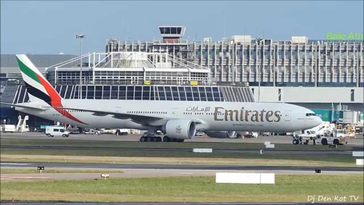 Emirates Boeing 777-300 take off Dublin Airport - YouTube