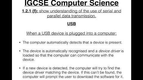 21 IGCSE Computer Science Tutorial  1 2 1 f – Uses of Serial and Parallel Data Transmission