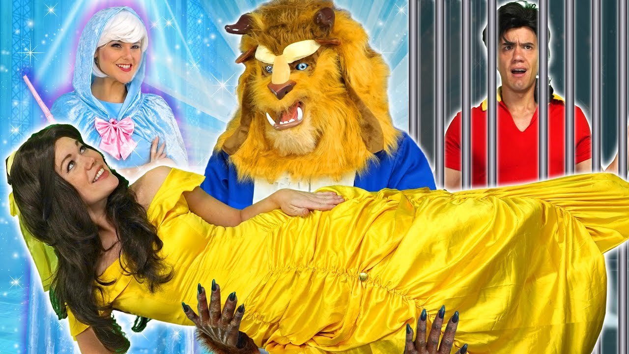 beasty BEAST SAVES BELLE WHEN FAIRY GODMOTHER HELPS. (With Elsa, Belle and Cinderella) Totally TV