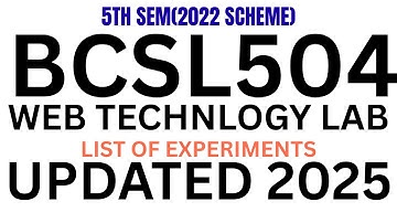 VTU Web Technology Lab Complete Experiments | BCSL504 | 5th Sem 2022 Scheme | All Programs