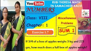 TN SAMACHEER KALVI _ 8TH MATHS _ NUMBERS _ Chapter 1_ Exercise 1.7 _ Sum 1 _ Miscellaneous Problems