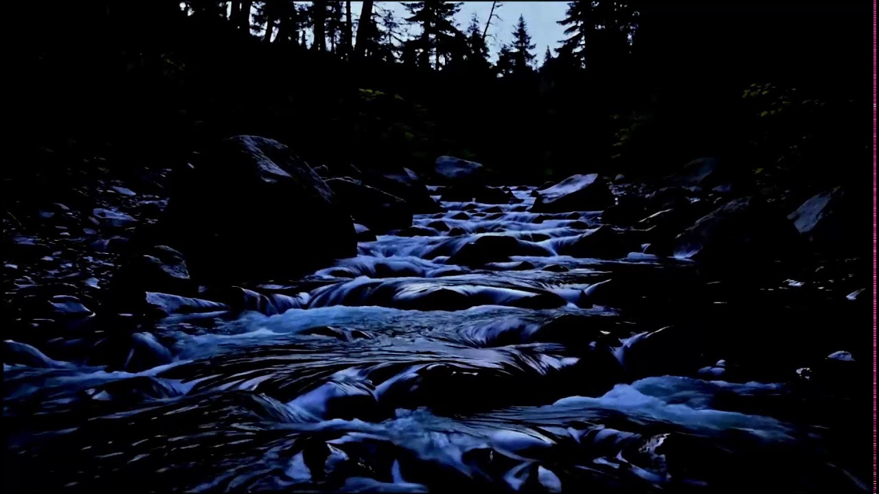 Forest River at Night 🌙 Dark Night Ambience | Flowing Water & Night Nature Sounds for Sleep