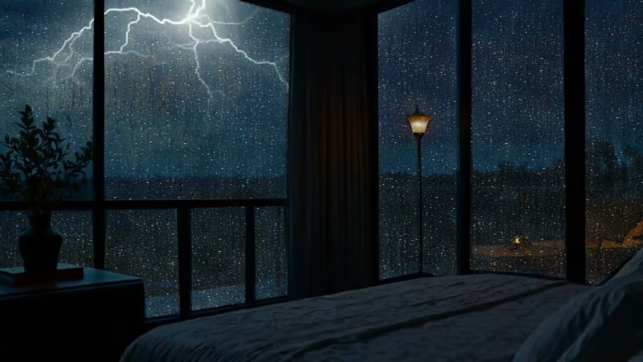 Rain Outside with Soft Glow Lamps in a Quiet Cabin | ASMR Cozy Ambience for Relaxation