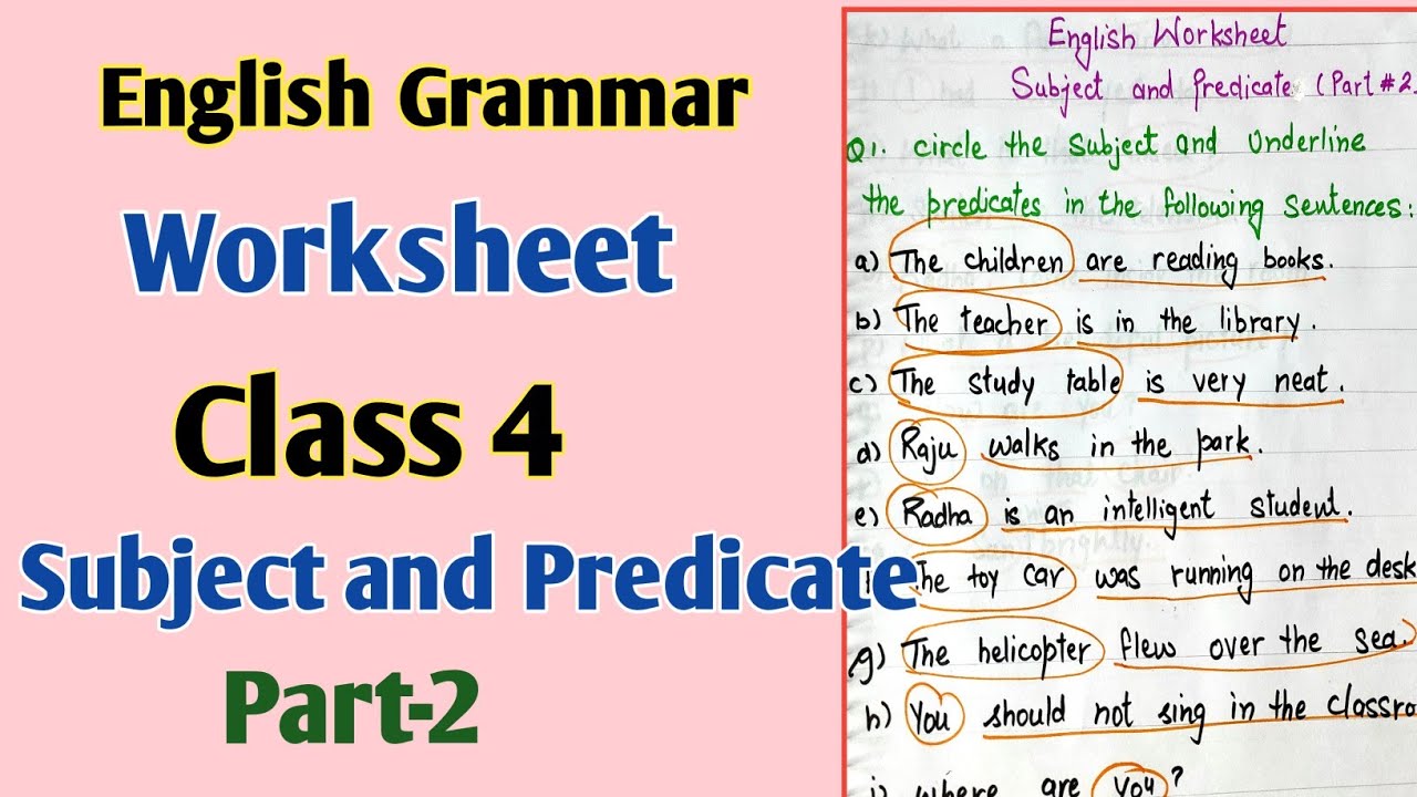 subject and predicate for class 4 part 2 english grammar for class 4 youtube