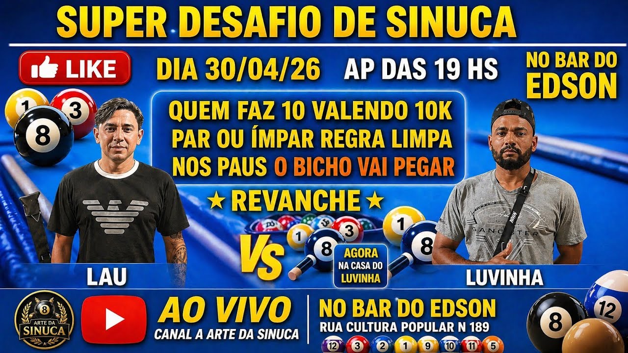 Image of video the SINUCA AO VIVO 🔥 LUVINHA vs LAU 8K QUEM FAZ 8 NOS PAUS #sinucaaovivo #sinuca #live 🎱 11