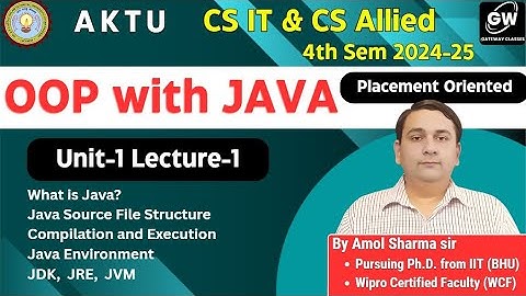 Java Unit-1 Lec-1 I By Amol Sir I Gateway Classes I AKTU
