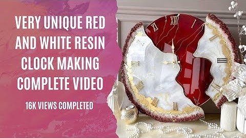 Very unique resin wall clock.DIY Red and white wall clock.First coat tutorial#unique#clock#resin#art