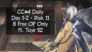 [Arknights] CC#4 Daily Map Locked Down Prison - Day 1-2 Risk 11 - 8 Free Operator Only ft. Tuye S2