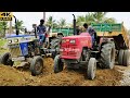 Swaraj 744 48hp FE Pulling Full Loaded Trolley of Lake Soil Pulling | Mahindra tractor power | #CFV