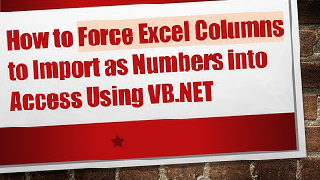 How to Force Excel Columns to Import as Numbers into Access Using VB.NET