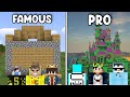Creativity of Famous vs Pro youtubers in Minecraft
