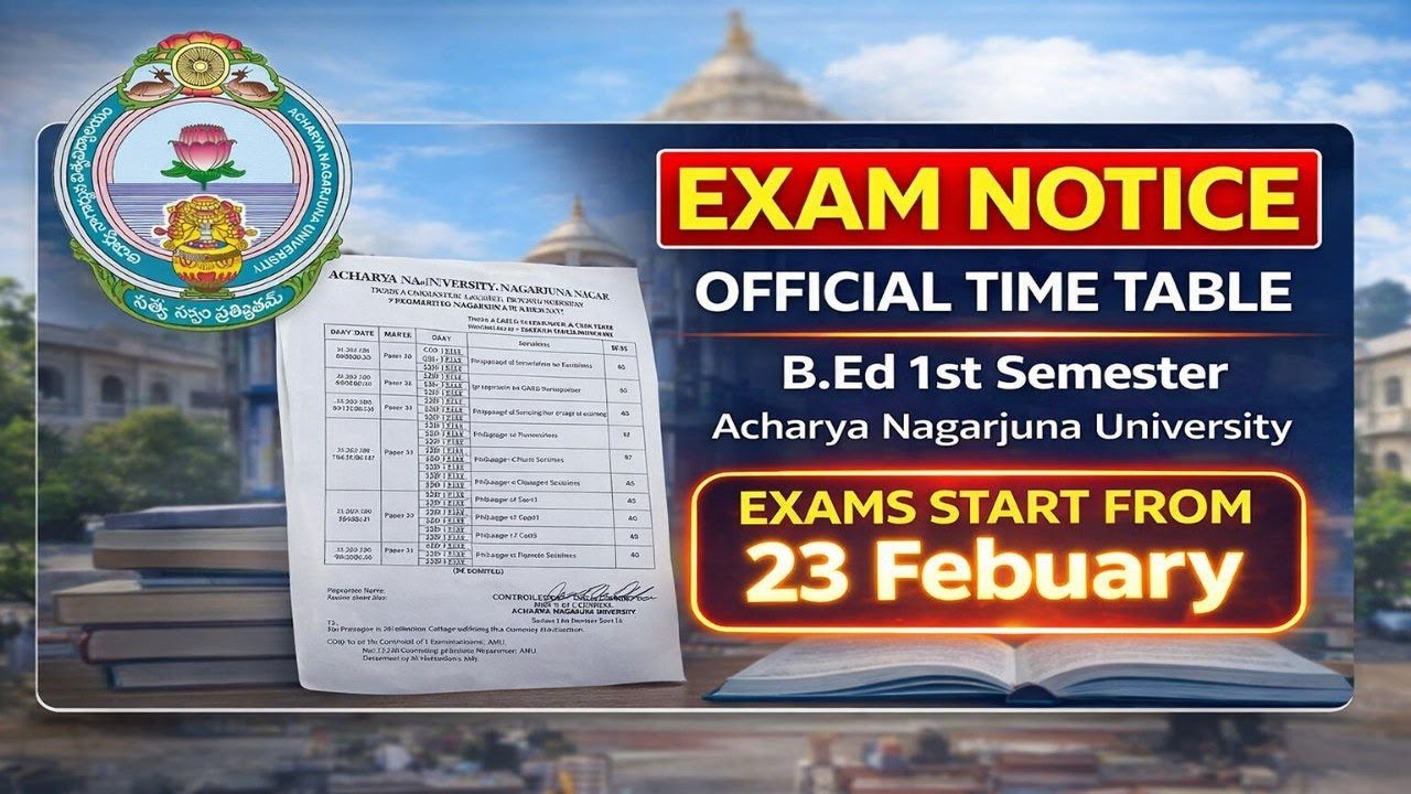 Acharya Nagarjuna University B.Ed 1st Sem Exam Date & Time Table | ANU Official Notice 