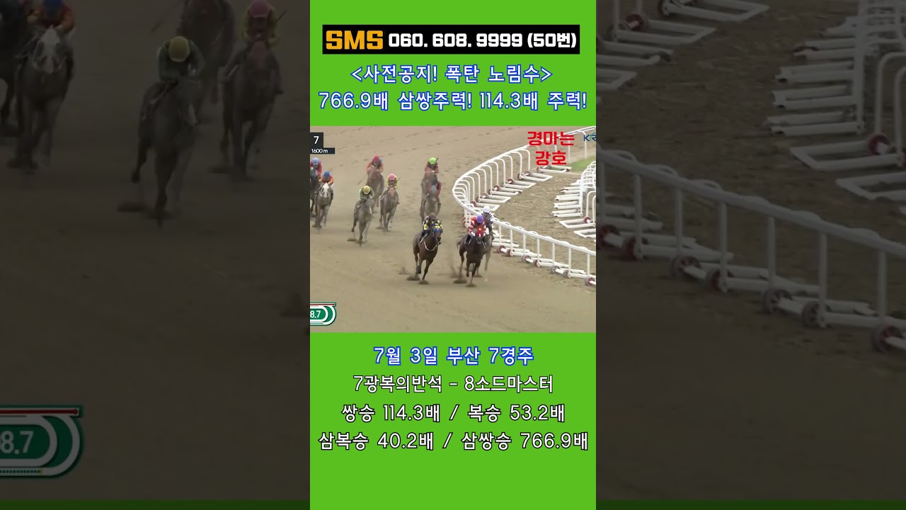 7/3(금)💣766.9배!(삼쌍) 주력단통! 114.3배 주력! / 믿어지십니까? 이런게 한구라입니다. 🐎 인기1위에 쫄지마!