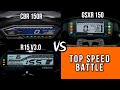 Yamaha R15 V3.0 vs Suzuki GSXR-150 vs Honda CBR 150R TOP SPEED Comparison (velocidad máxima)