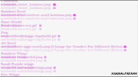 Graal Codes (Wings, Scarfs, Shields)