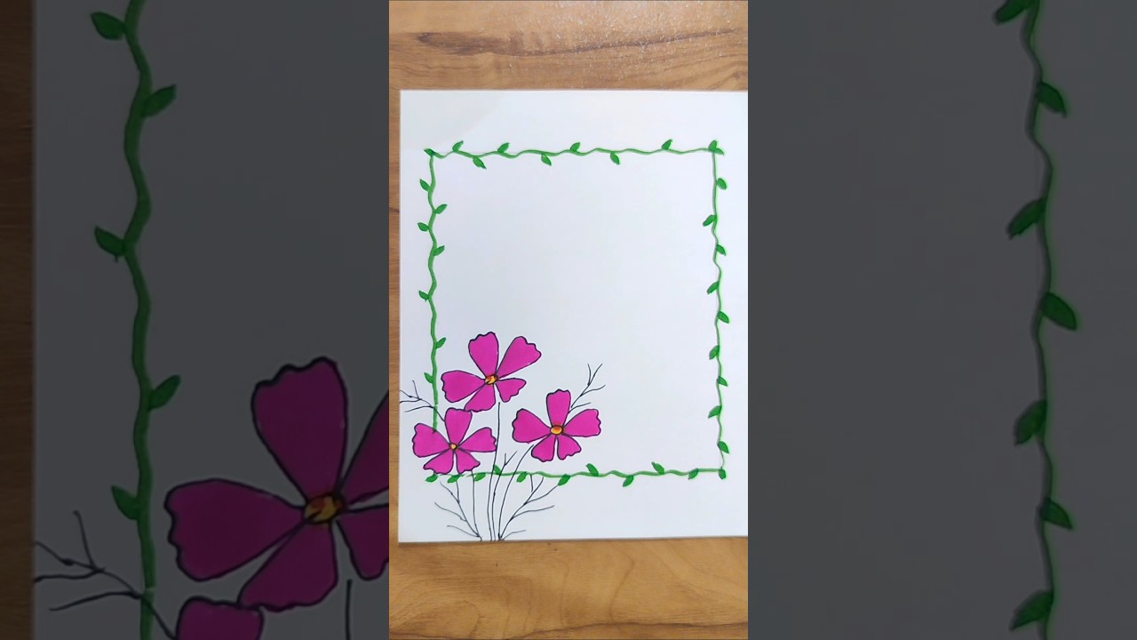 💠Pink flower border design 