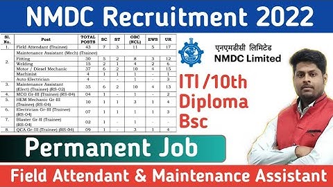 NMDC Recruitment 2022 | NMDC Permanent Job For ITI & Diploma | NMDC Permanent Job |NMDC vacancy 2022