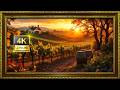 Golden Vineyard Sunset | Autumn Countryside Art | Frame TV 4K