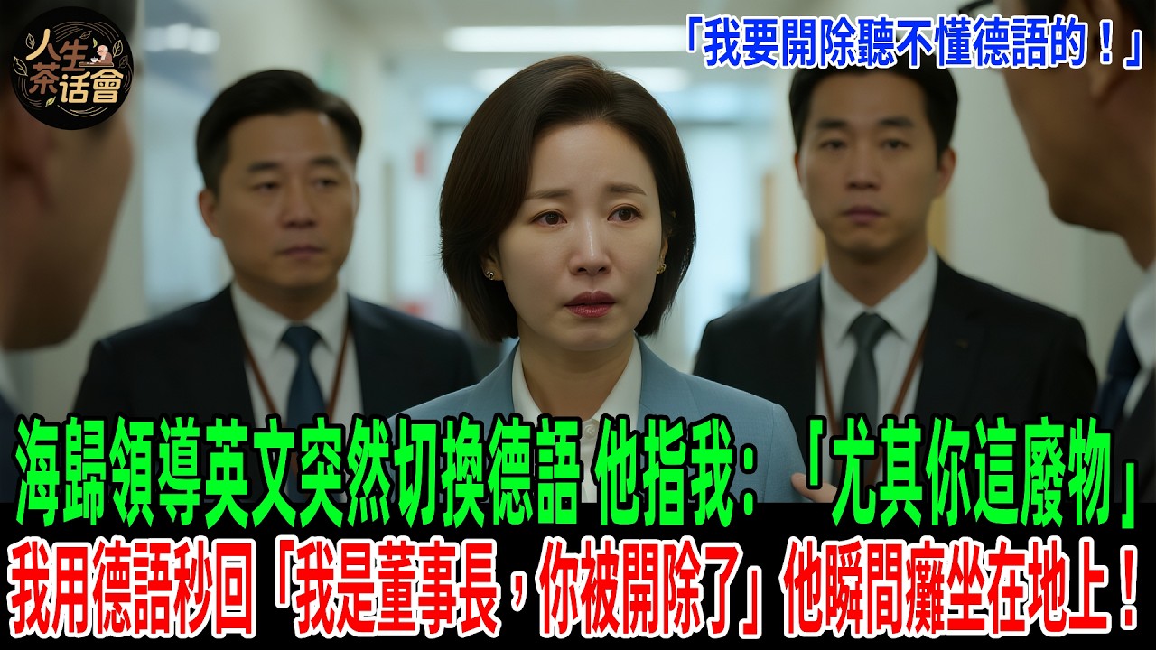 海歸領導英文突然切換德語：「我要開除聽不懂德語的！」他指我：「尤其你這廢物」我用德語秒回：「我是董事長，你被開除了」他瞬間癱坐在地上！【人生茶話會】#情感故事 #感人壹幕 #故事分享 #故事#原創