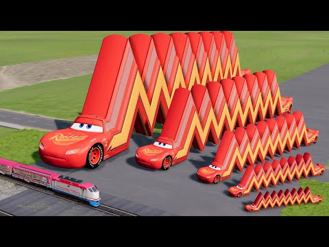 Big & Small Long Articulated Lightning Mcqueen vs Trains 