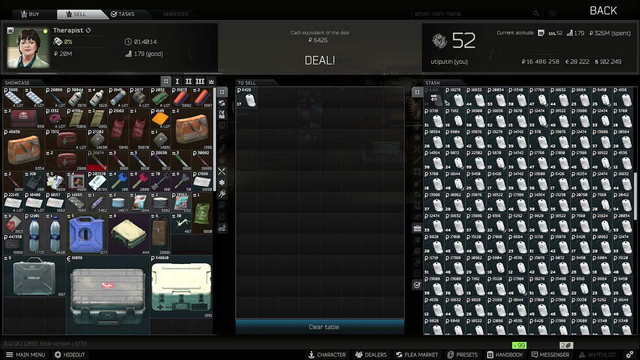 Selling 400 dog tags to therapist for ??????? roubles (5mil) Escape
