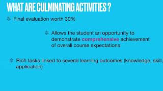 What is a Culminating Activity?