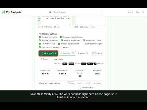 CSS Minifier — Free Online Tool, No Upload Needed