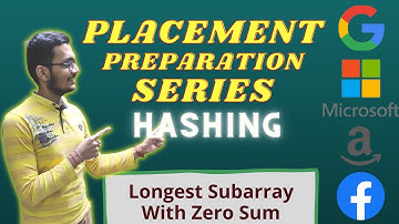 Largest subarray with 0 sum | Hashing 3 | Placement Preparation Series| Optimized || C++