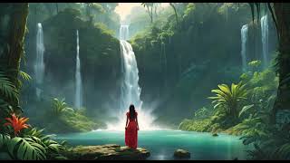 Washing Away All Worries 💙 Waterfall Sounds with Soothing Piano for Relaxation and Sleep