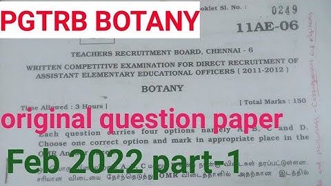 PGTRB Botany 2022 Original Question Paper #Botany #Original question paper