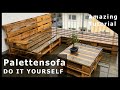 Palettensofa mit aufklappbaren Tisch , Rücken- und Armlehne: Anleitung zum selber bauen! - DIY