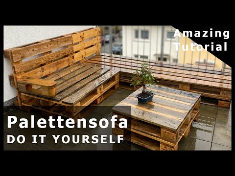 Palettensofa mit aufklappbaren Tisch , Rücken- und Armlehne: Anleitung zum selber bauen! - DIY