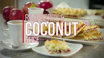 Raspberry and coconut slice