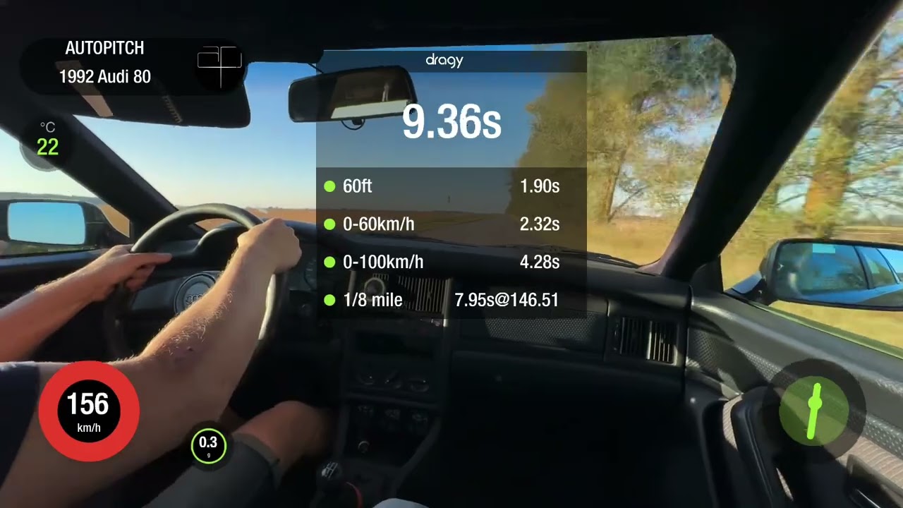 AUDI 80 2.2Ti MT 4WD 1992 STAGE-3. 0-200 acceleration