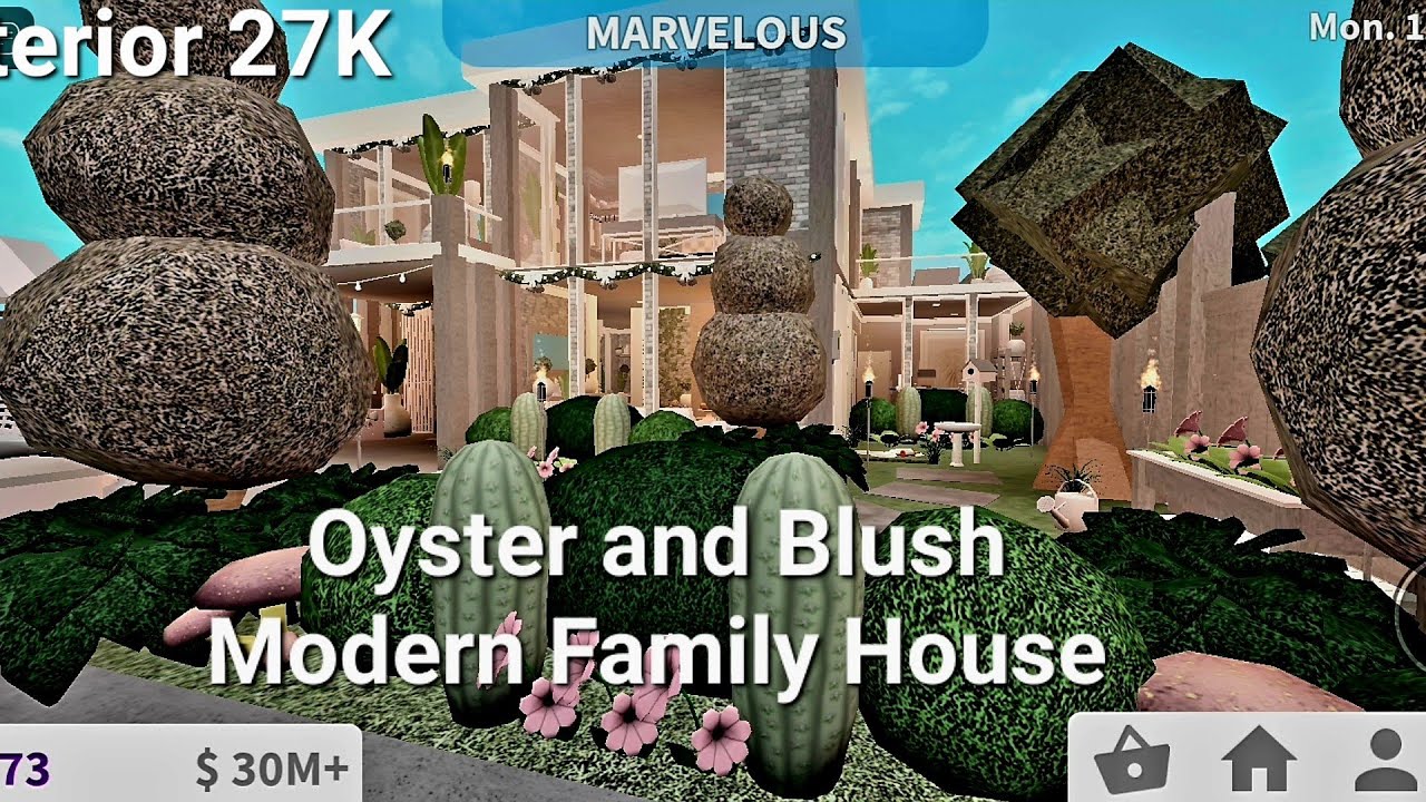 Bloxburg Oyster and Blush Modern Family House Exterior 27K YouTube