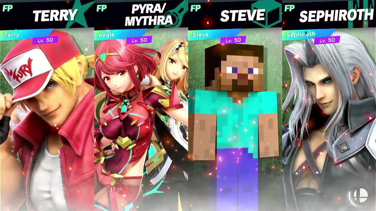 Super Smash Bros Ultimate Amiibo Fights Terry vs Aegis vs Steve vs Sephiroth