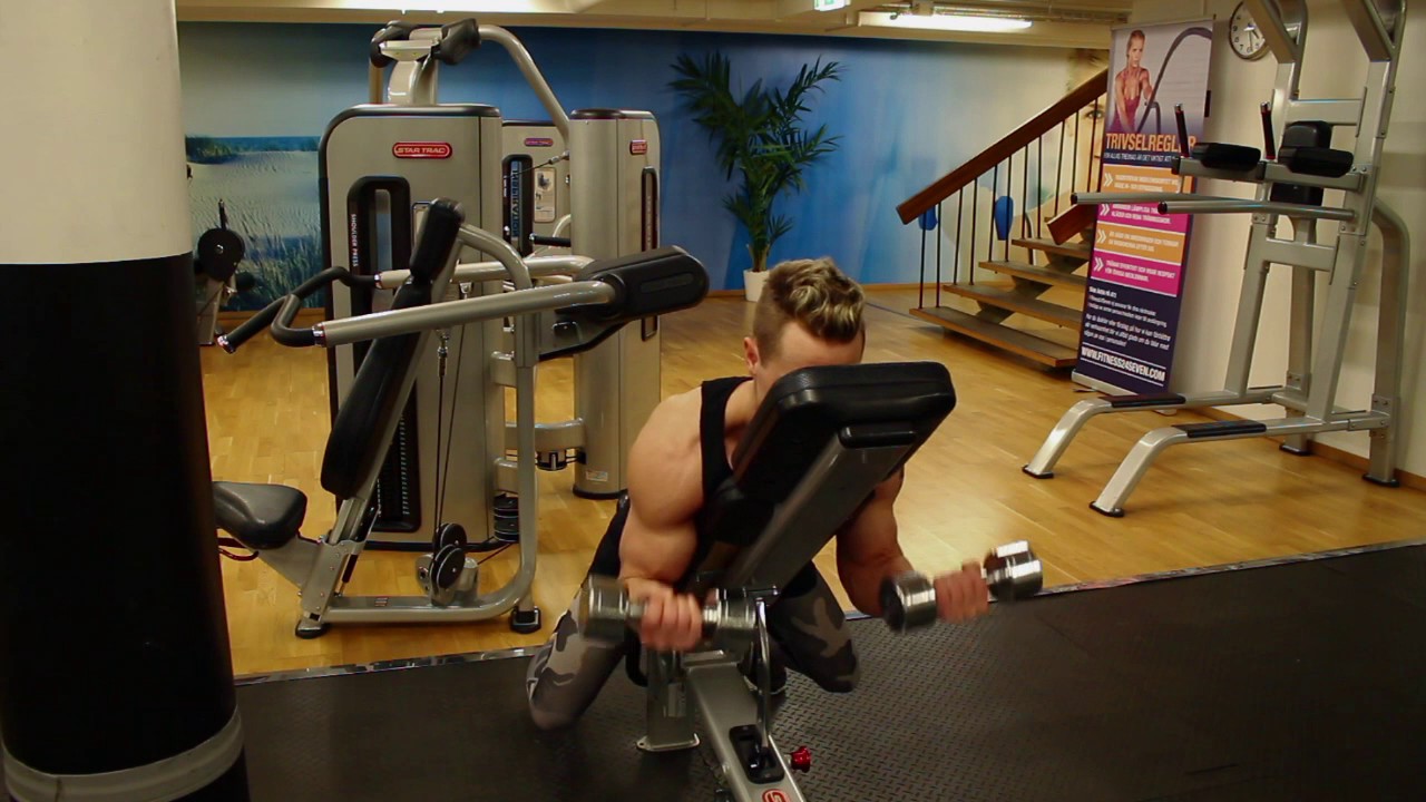 Biceps 22 Framåtlutade hammercurls - YouTube