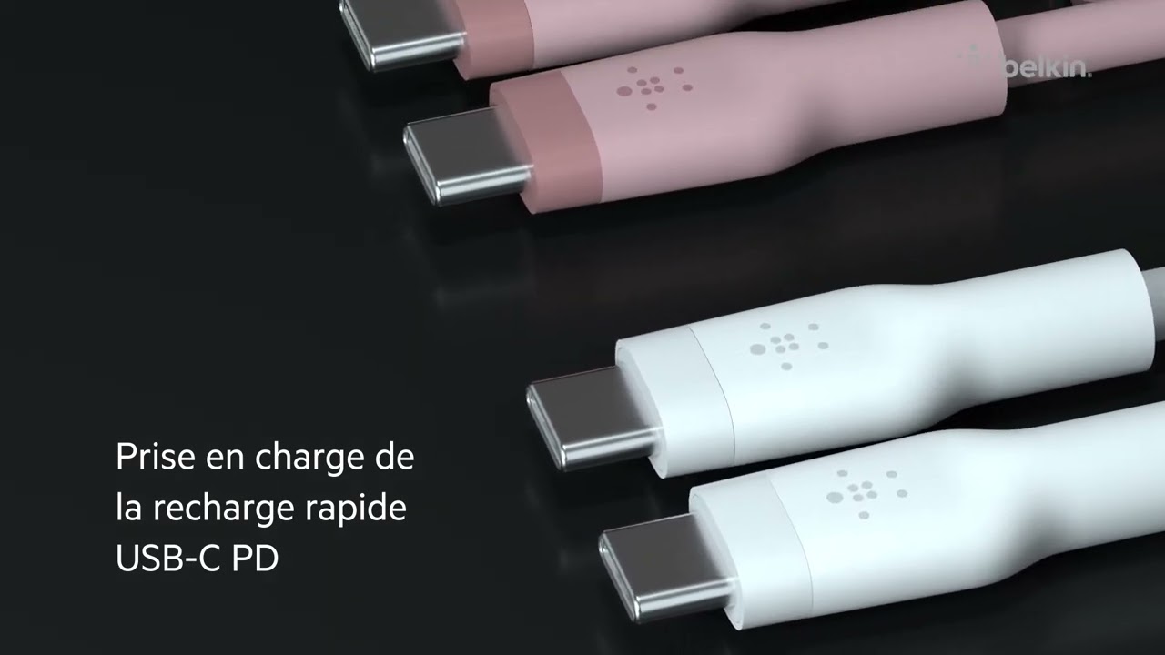 Belkin Boost Charge Pro Flex Câble silicone tressé USB-C vers USB-C (blanc)  - 1 m - Câble USB Belkin sur