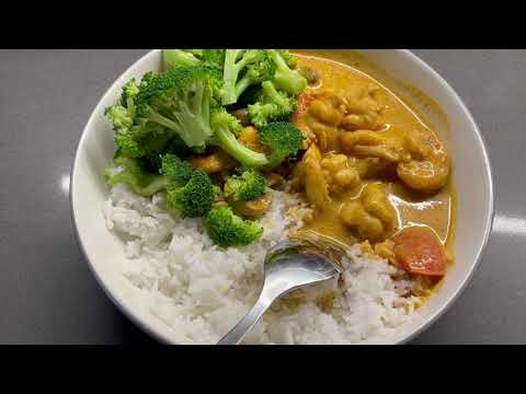 SHRIMP THAI CURRY WITH STEAMED VEGGIES AND STEAMED RICE - YouTube
