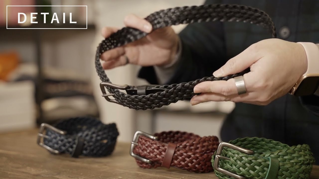 ベルトのおもて裏、どちらも吟面出して作るブッテーロメッシュベルト