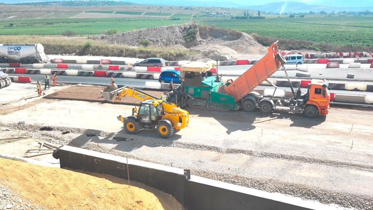 Ялтинское кольцо. Укладка ЩПС на кольце и съездах. Подготовка к укладке ...