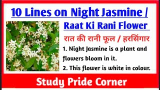 10 Lines on Night Jasmine Flower | 10 Lines on Night Jasmine in English | 10 Lines on Raat Ki Rani