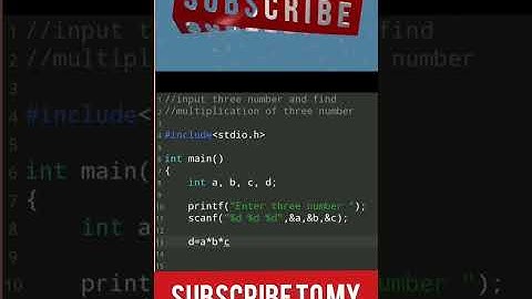 write a c program to input three numbers and find multiplication of three numbers||#shorts#harrybhai