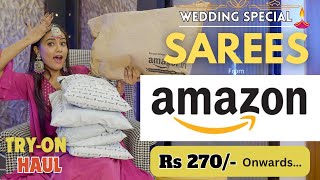 😍Wedding Special *SAREES* from AMAZON🥻| TryOn haul | Honest Review | gimaashi ♥️