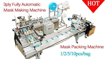 3ply Mask Manufacturing Machine + Mask Packing Machine (1/2/5/10pcs/bag)