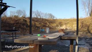 Rapid-fire offhand at 50 yds with a 30-06 bolt-action Savage