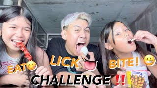 EAT, LICK or BITE Challenge with TeyTey! | Grae and Chloe